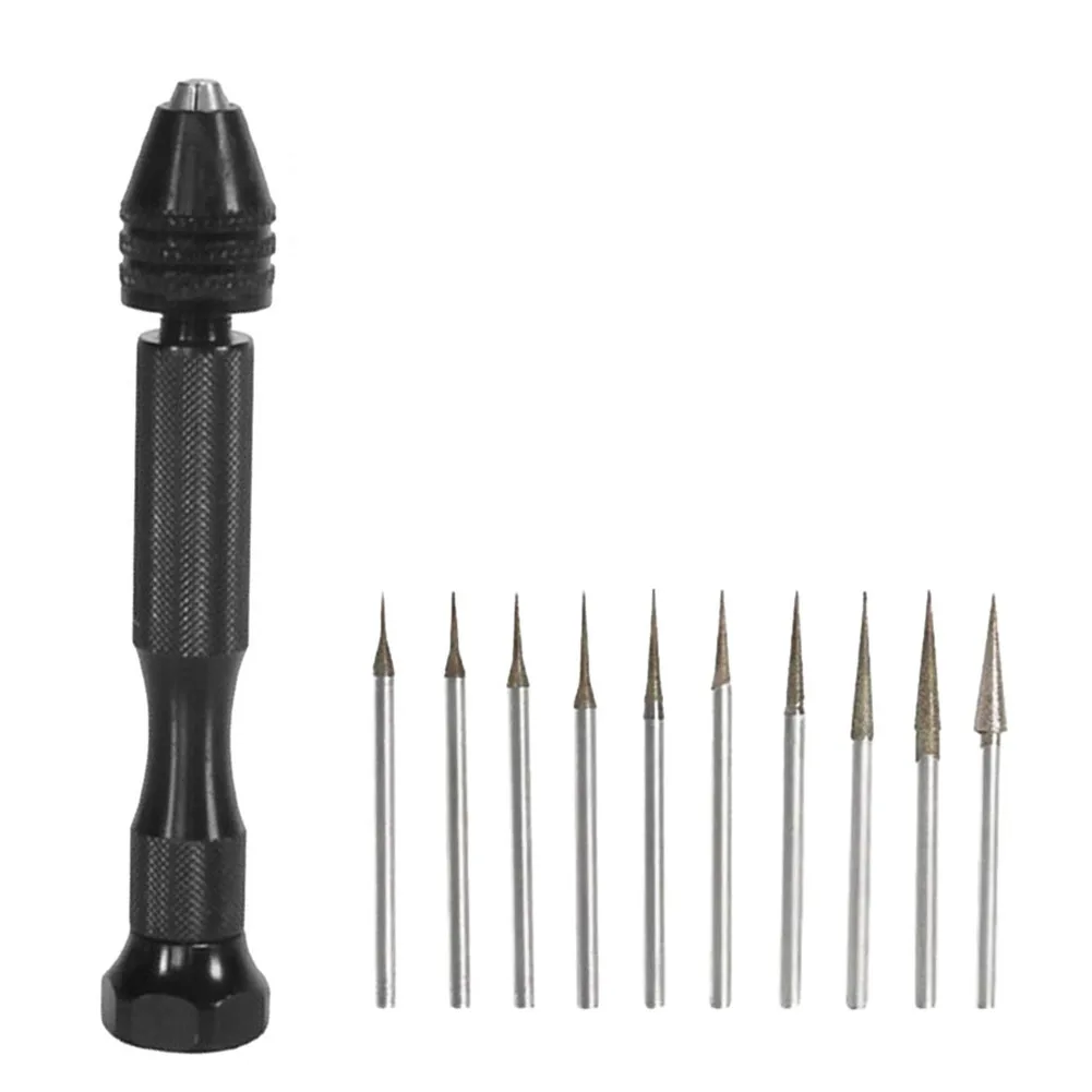 

11pc SNJ-8005H Hand Drill Grinding Head Needle Kit 0.6~2mm Drill Bit For Woodworking Craft DIY Carving Rotary Tool Manual Reamer