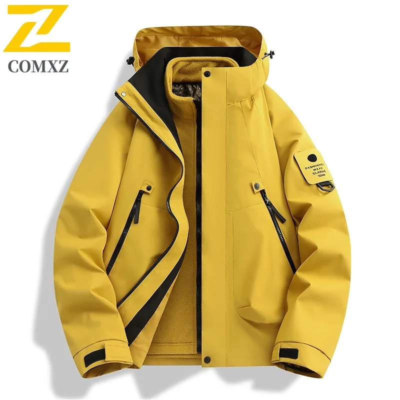 COMXZ Outdoor Premium Jacket 2025 Men Casual Adventure Thick Warm Parka High End Hooded Cozy Winter Motorcycle Jacket