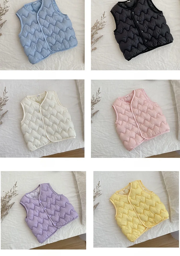 2026 Herbst Winter Kinder Gesteppte Pufferweste Einfarbig Leichtgewichtig Warm Farbenfrohe Oberbekleidung 2-8 Jahre Kinderkleidung – Detail 15