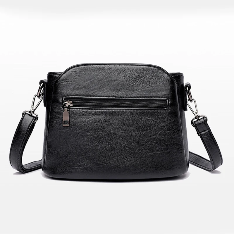 Vintage Women's Soft PU Leather Shoulder Bag Square Solid Color Crossbody  Middle Aged Female New Large Lady Messenger Bags