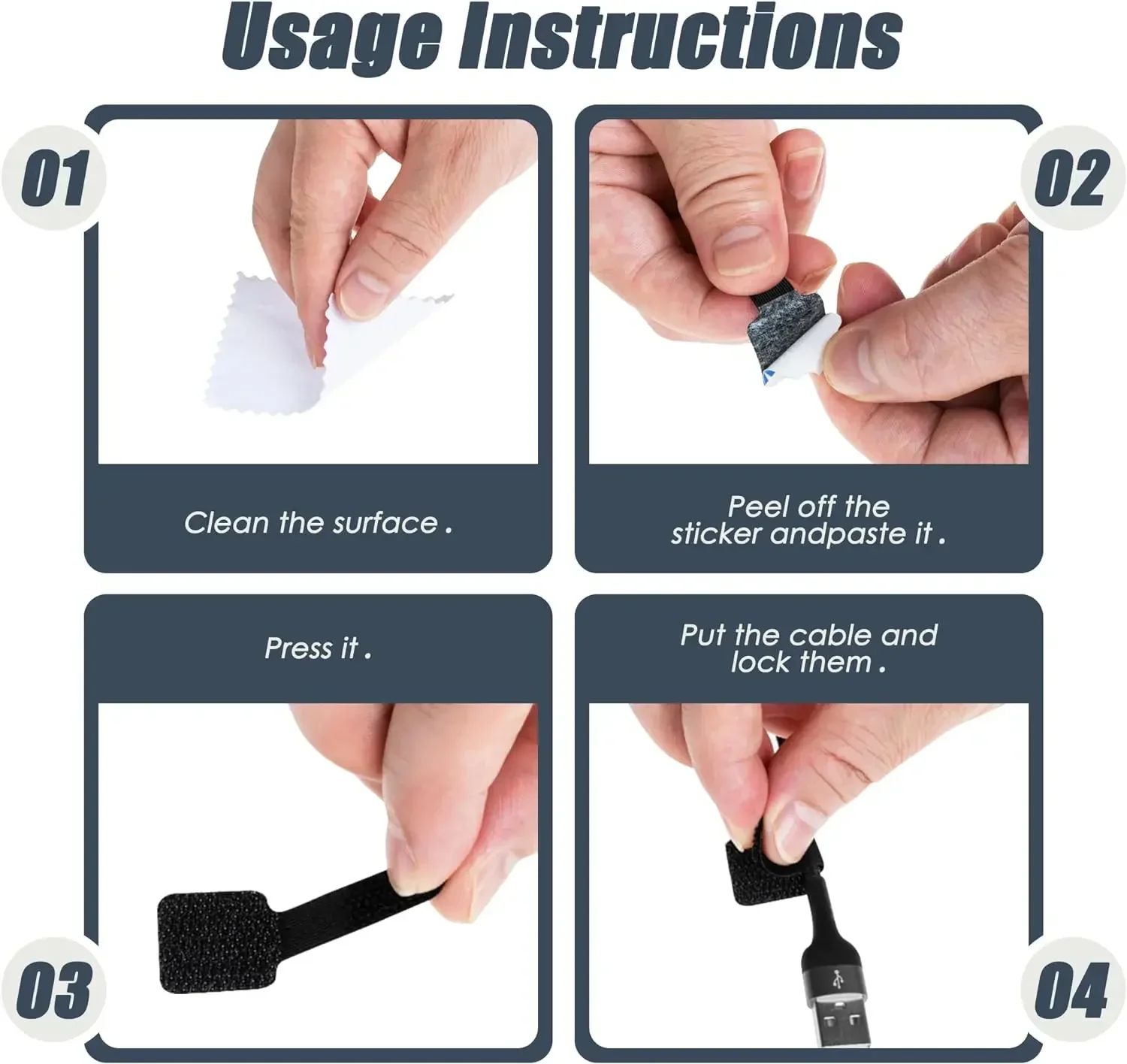 Enhanced Reusable Velcro Cable Ties: Self-Adhesive & Adjustable Cord Organizer