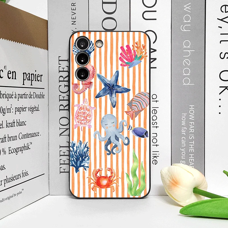 Vibrant Marine Life Phone Case with Funny Sardines Design
