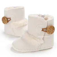 2024 Autumn Winter Baby Boots, Infant Girls Boys Warm Fashion Solid Shoes with Fuzzy Balls First Walkers Kid Shoes 0-18M 3