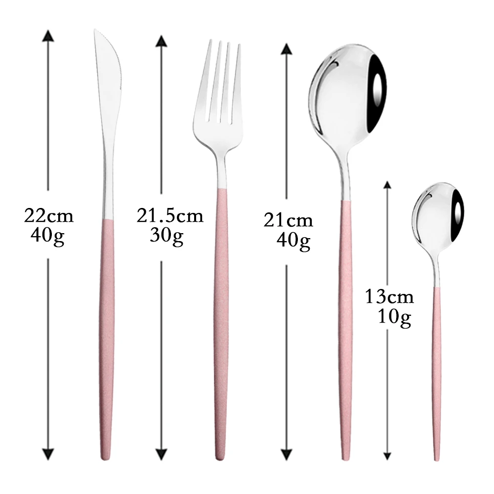 4Pcs Pink Silver