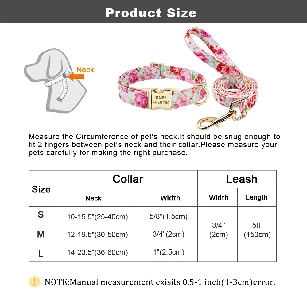 Personalized Floral Dog Collar and Leash Set - Image 6