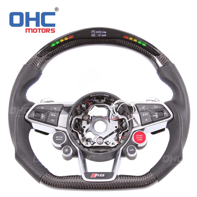 Volante Led In Fibra Di Carbonio Compatibile Con Motori Audi R8 Tt Tts Ohc