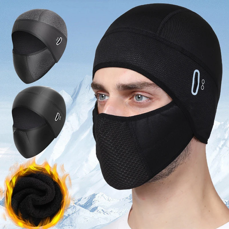 Cycling Hat LOOGDEEL Winter Balaclava Windproof Warm Outdoor Running Motorcycle Riding Bike Cap with Eyeglass Hole Men