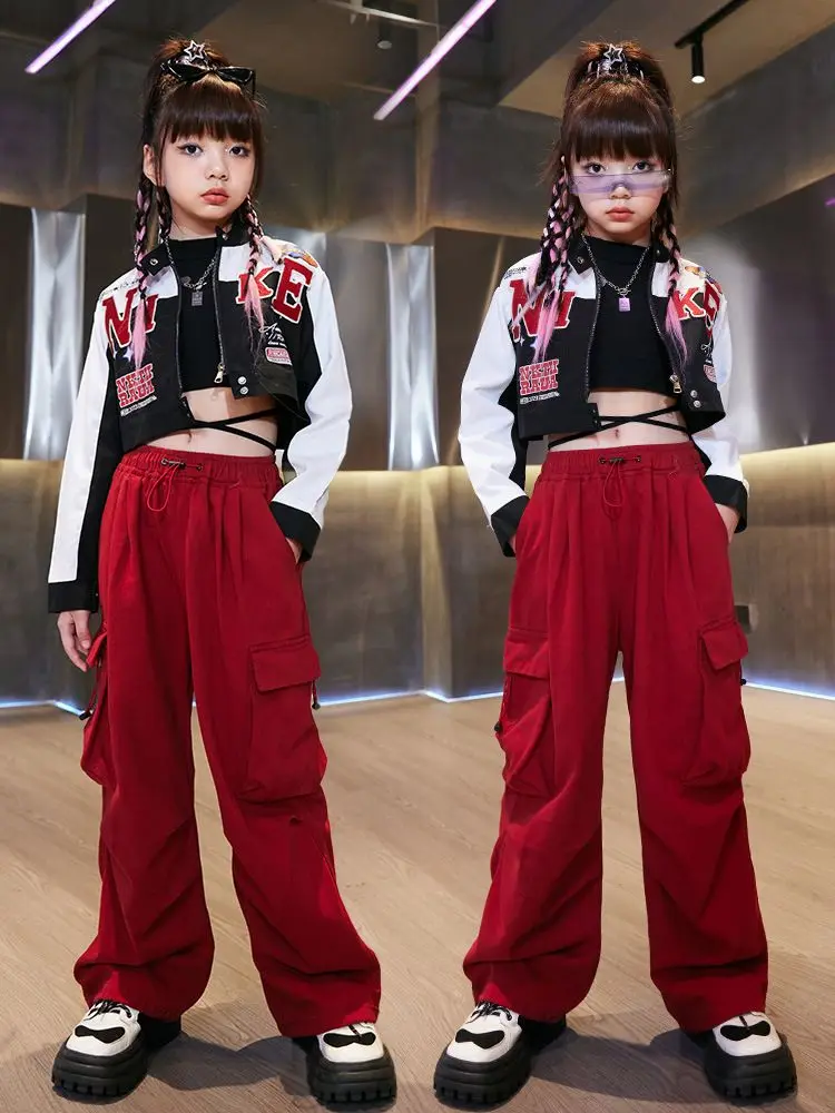 

Hip Hop Girls Clothing Set Cargo Pants Casual Joggers Pants Korean Girl Teenage Straight Trousers High Waist Baggy Sports Pants