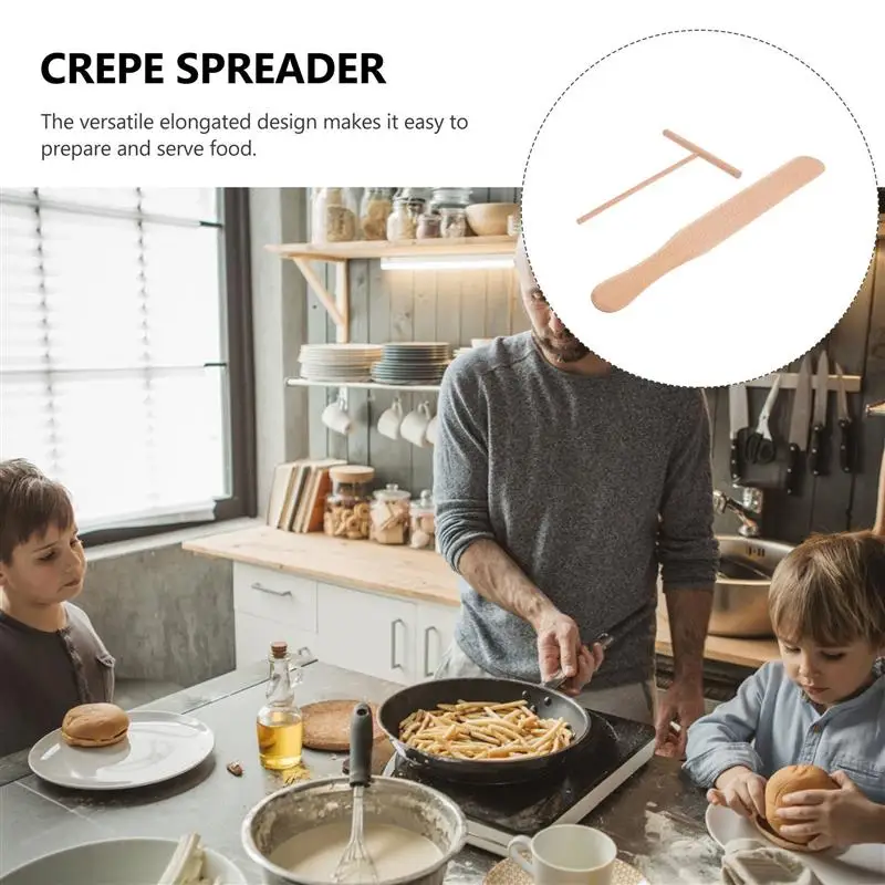 Crepe Spreader Spatula Tool Tools Maker Pancake Stick Wooden Rake Utensils Making Set Scraper Turner Wood Dough Pan Pasta T