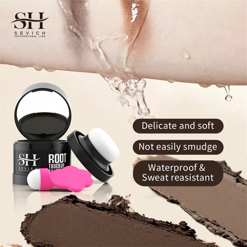 SEVICH Hair Shadow Powder With Brush Waterproof Black Root Cover Up Hair Concealer Coverage Instant Line Powder hair building powder hair building fibers hair coloring product