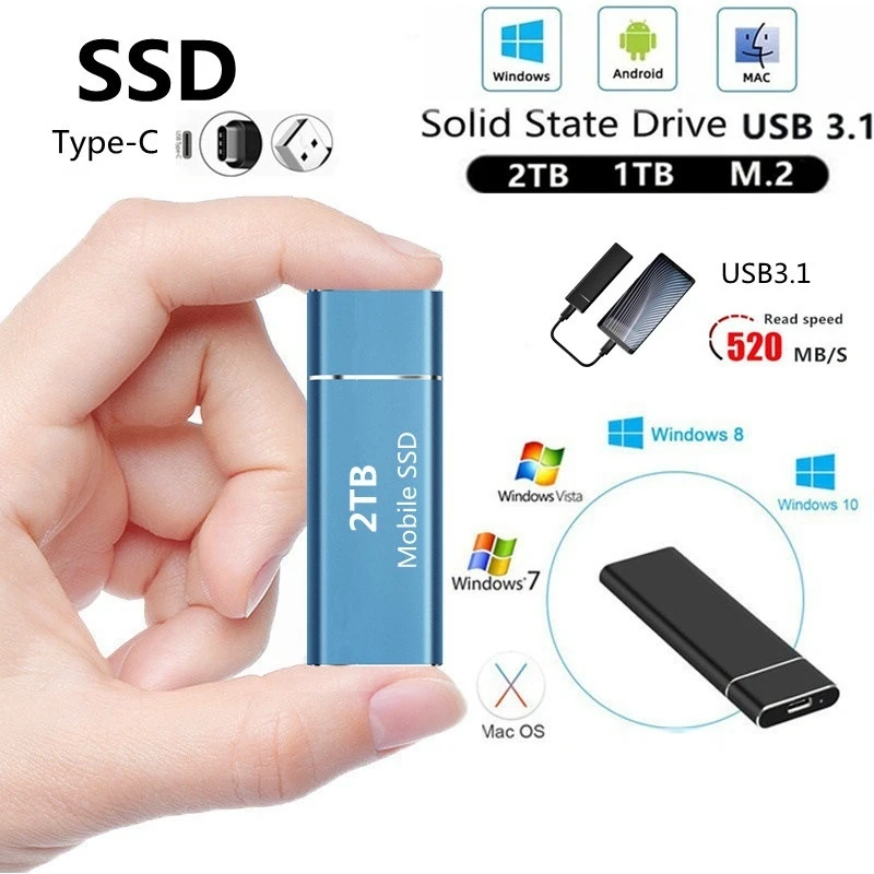 western digital my passport M.2 SSD Mobile Solid State Drive 2TB 1TB Storage Device Hard Drive Computer Portable USB 3.1 Mobile Hard Drives Solid State Disk the biggest external hard drive