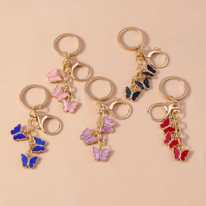 Mode Schmetterling Schlüsselbund Emaille Fliegende Tier Schlüssel Ketten für Frauen Männer Auto Schlüssel Handtasche Hängen Schlüsselanhänger DIY Zubehör