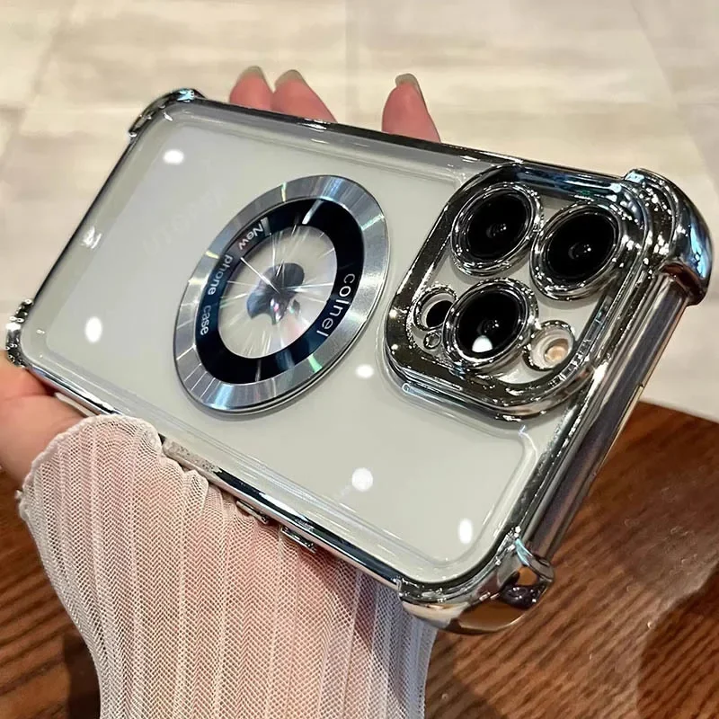 Luxury Simplicity Plating Shockproof Phone Case with Magnetic Wireless Charging Compatibility