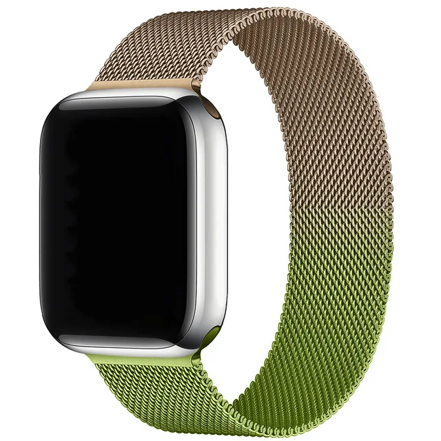 Magnetic Band Compatible with Apple Watch 45mm 44mm 42mm Adjustable Milanese Clasp Loop Strap for iWatch Series 7/6/5/4/3/2/1 SE Gradient Golden Gren
