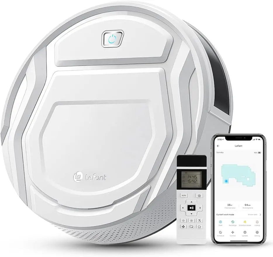 

Lefant Robot Vacuums, 2200Pa Strong Suction,120 Mins Runtime, Automatic Self-Charging,Slim,Quiet, Wi-Fi/App/Alexa/Remote Control
