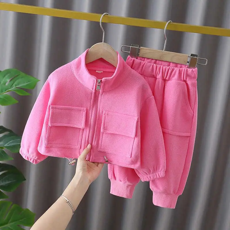 Children's Clothing Sets boys Girls clothes Pocket jacket+Pants Sets ...