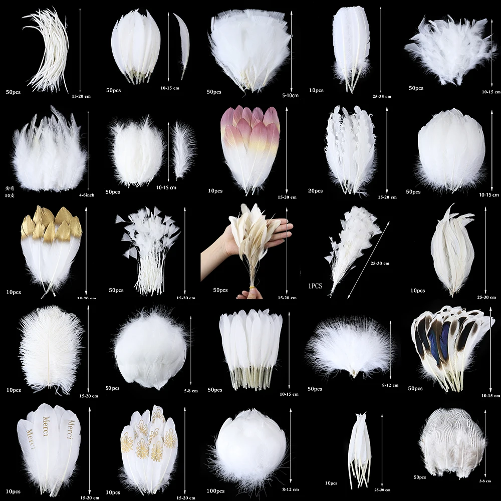 300 Plumes Blanches Naturelles D’Oie - 5-20 Cm, Idéales Pour Capteurs De Rêves, Mariages, DIY Artisanat