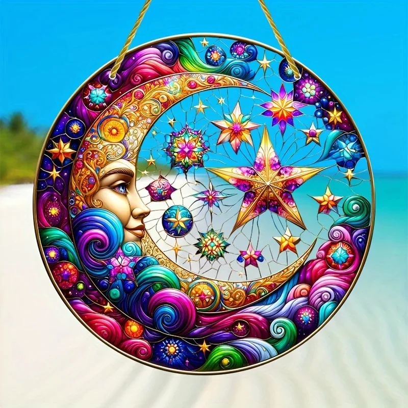 🌞🌙 Sun & Moon Harmony Sun Catchers – Acrylic Stained Glass-Style Cosmic Window Art 4