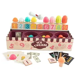 Ice Cream Counter Play Food and Accessories, Math Learning Game, Great Girls and Boys - Best for 3, 4, 5 Year Olds