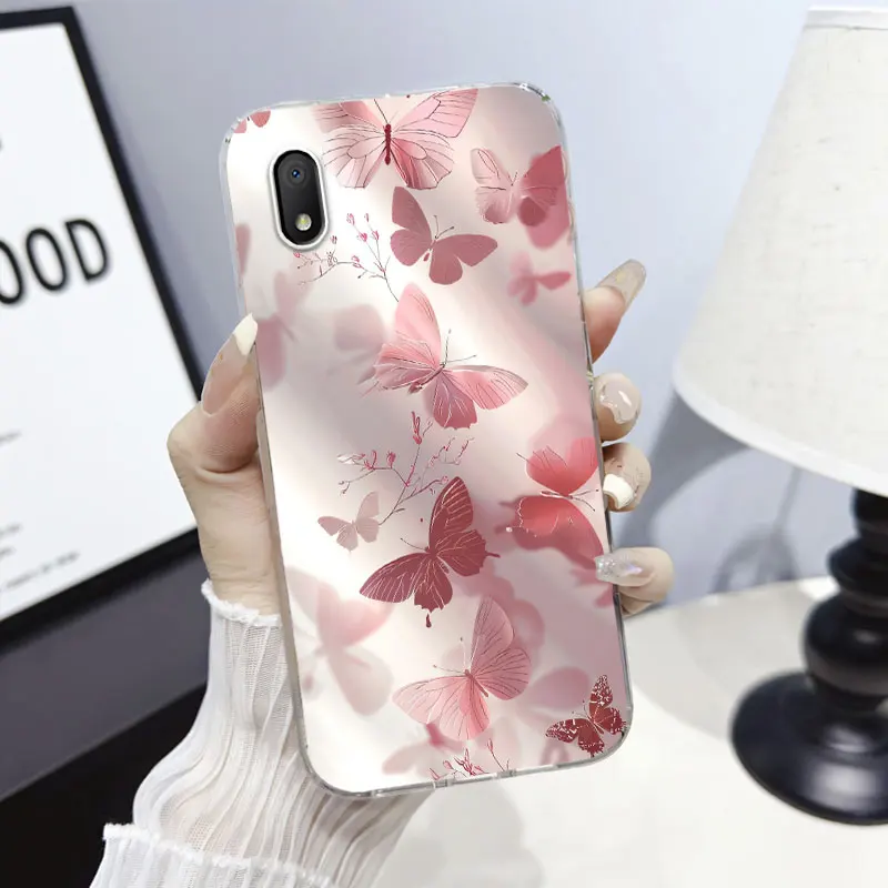 Marble Clear Soft Silicone Phone Case with Cat and Floral Design
