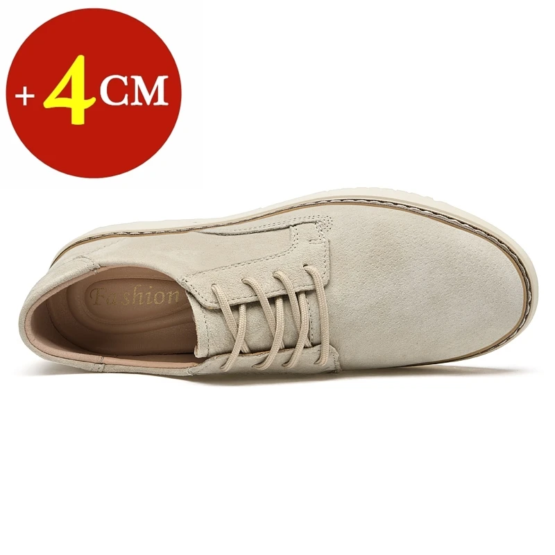 Classic Genuine Leather Casual Shoes Sneakers Man Elevator Shoes Height Increase Shoes for Men Insoles 4CM Sports Leisure Taller 4