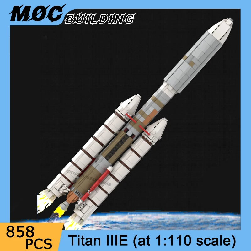 Конструктор MOC Space серии 1:110, масштаб IIIE, ракетная модель, пусковая система, космический корабль, сборные кирпичи «сделай сам», образовательная игрушка, подарок