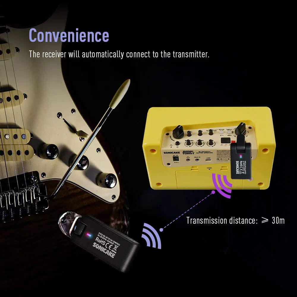 2.4G Rechargeable Guitar Audio Wireless System Guitar Transmitter Receiver for E