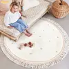 White Fluffy Carpet For Living Room Hairy Nursery Play Mat For Children Soft White Foot Mat  Dot Plush Bedroom Rug With Tasselsl 1