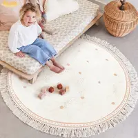 White Fluffy Carpet For Living Room Hairy Nursery Play Mat For Children Soft White Foot Mat  Dot Plush Bedroom Rug With Tasselsl 1