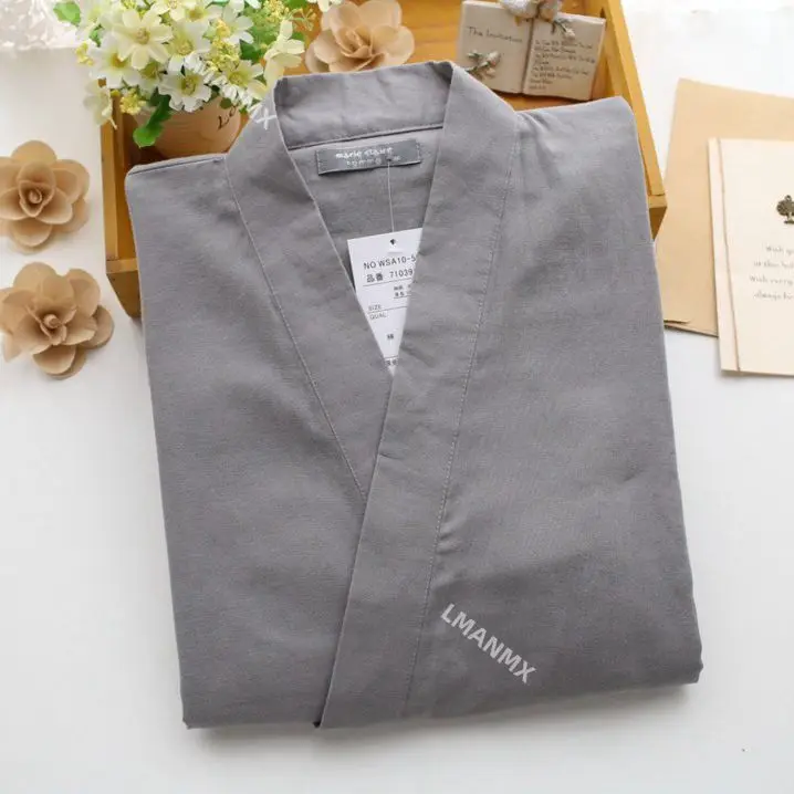 Japanese Style Kimono Cardigan Pants 2pcs Set Men's Nightwear Bathrobe Cotton Comfortable Home Suit Robe Sleepwear Daily Casual japanese kimono japanese kimono cardigan