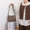 Women's Genuine Leather Crossbody Bag, Multi-Pocket Organizer Tote, Diaper Bag for Moms, Full-Grain Leather Handmade Purse 4