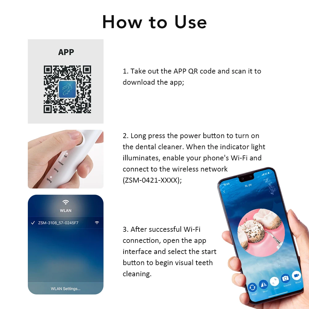 Visual Electric Ultrasonic Dental Scaler 3 Modes Calculus Oral Tartar Remover Tooth Stain Cleaner Teeth Whitening Oral Care