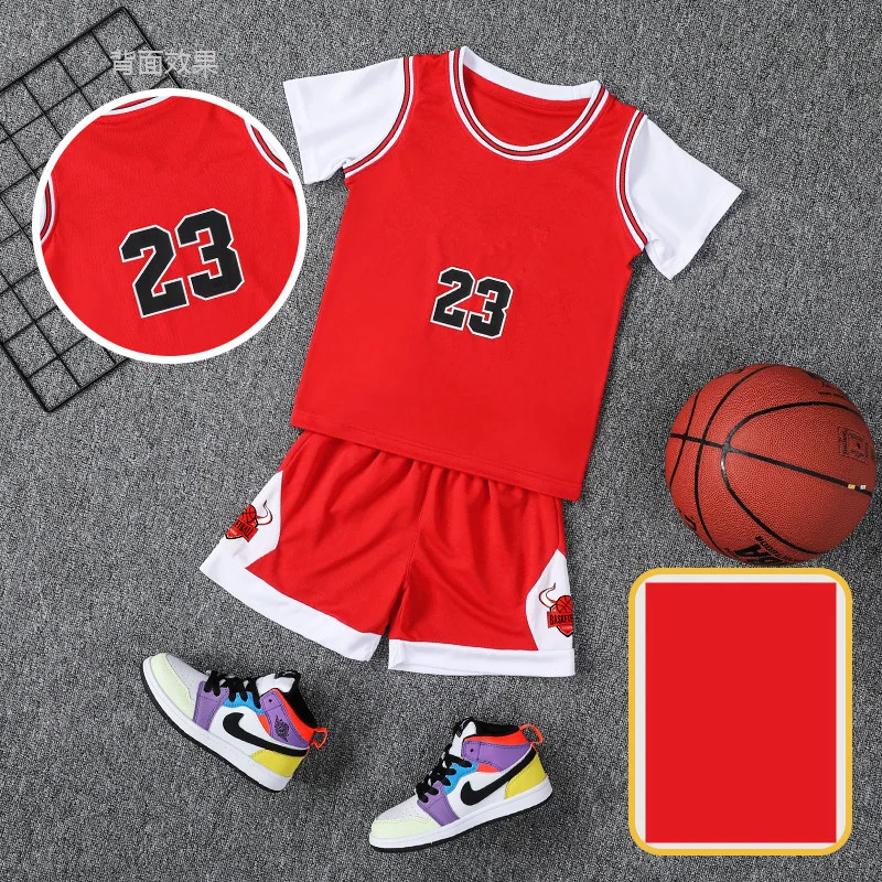 Children's clothing suit BULLS boy girl Basketball Jerseys set primary school jersey game team sports uniform training vest