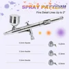 Airbrush Kit Dual-Action Gravity Airbrush Spray Gun with 0.2/0.3/0.5mm Needles Set 7cc/20cc/40cc Cup Air Hose and Cleaning Kit 3