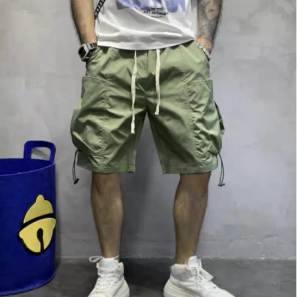 Invisible Open Crotch Outdoor Sex Summer Overalls Pants Men's Fashion Drawstring Loose Large Pockets Casual Shorts Erotic Pants