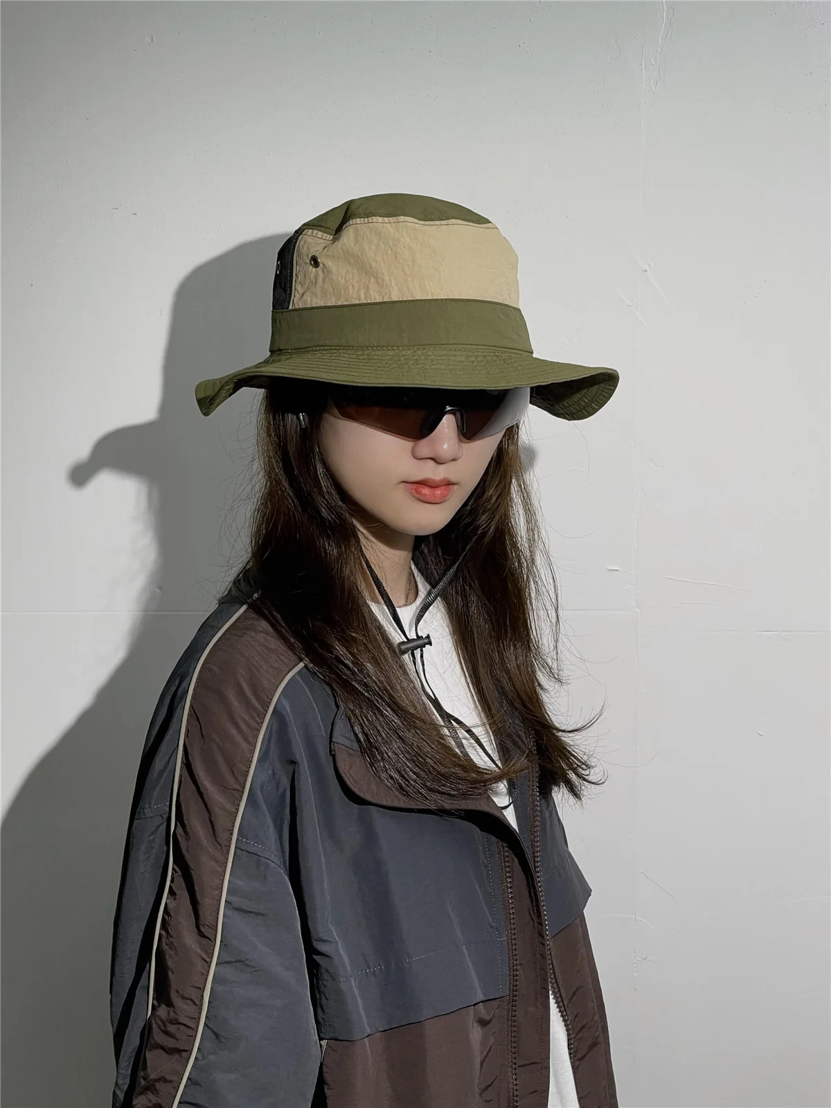 Women Men Japanese Camping Color Block Fisherman Hat Summer Outdoor Windproof Cap Bucket Hats_voghion.com