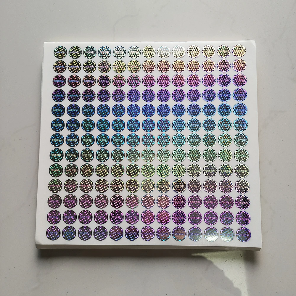 100pcs 12mm 원래 홀로그램 보안 인감 실버 Tamper Evident 라벨 보증 무효 스티커 제거 증거 모조 방지