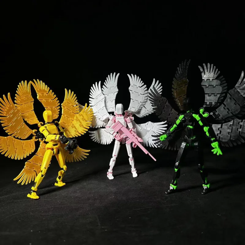 행운의 13 피규어 장난감 더미 3D 프린트 8 날개 천사 이동식 모양 변경 로봇 액션 모델, DIY 마네킹, 감압 소년 선물