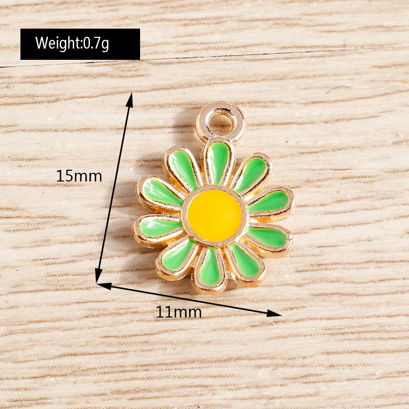 10 stücke Emaille Blume Charme Schmuck, Der Sonnenblume Rose Anhänger Charms für Halsketten Ohrringe DIY Schlüsselanhänger Handwerk Zubehör – Detail 30