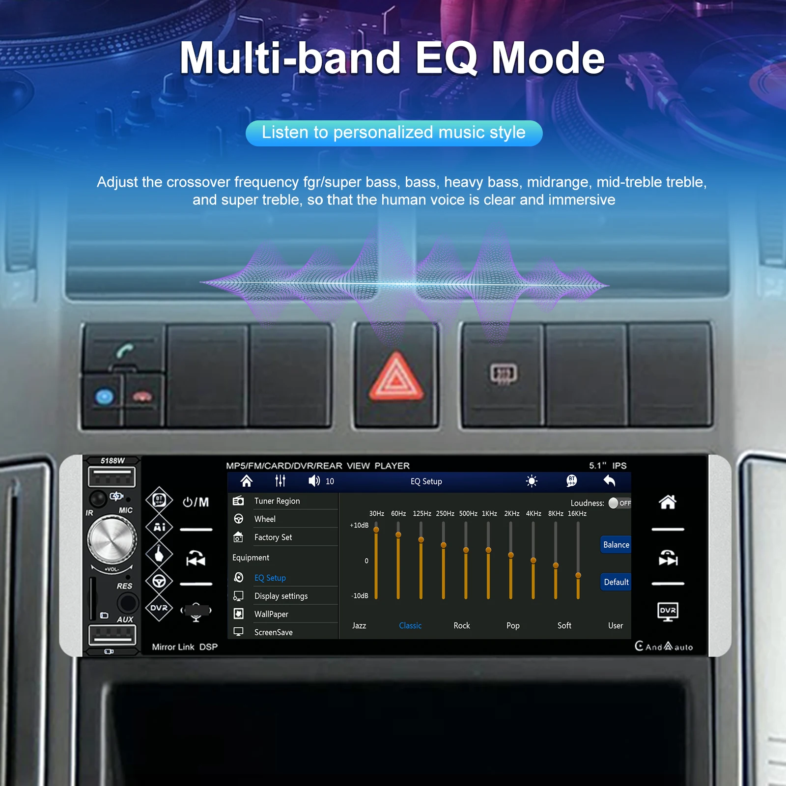 Car Radio 5.1 Inch MP5 Audio Video Player Android auto Carplay Bluetooth For Podofo