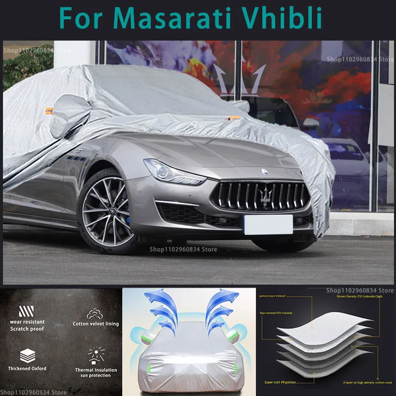 

For Masarati Vhibli 210T Full Car Covers Outdoor Sun uv protection Dust Rain Snow Protective Auto Protective cover