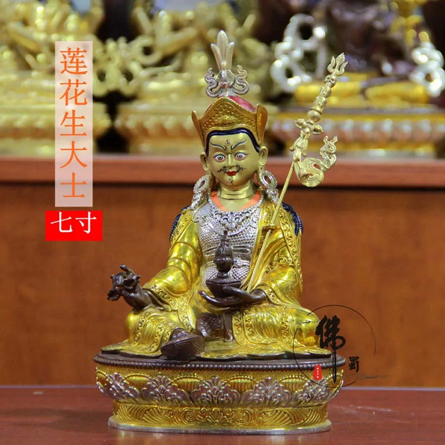 

High grade Tibet temple Omnipotent Guru Rinpoche Padmasambhava buddha statue family good luck safety healthy Protection Buddhism