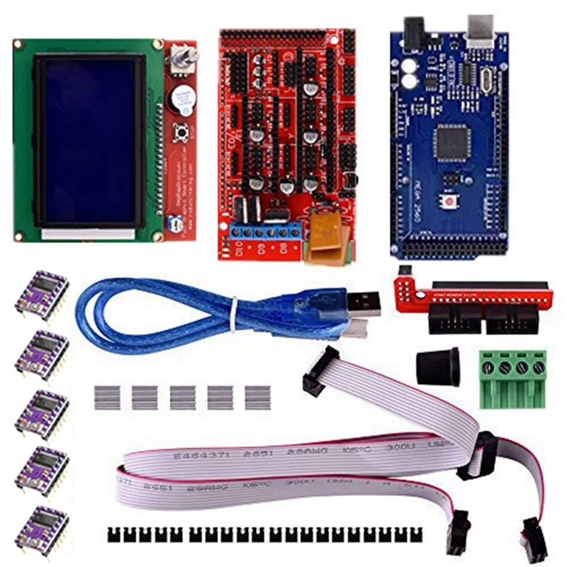 

3D Printer Kit For Ramps1.4 Control Board+2560 R3 Improved Motherboard+12864 Lcd Control Board+DRV8825 Driver With Heat