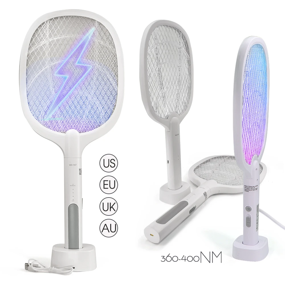 Rete Di Sicurezza A 3 Strati Smart Usb Electric Fly Swatter Racchetta Bug Zapper Mosquito Zapper Insetto Killer Racchetta Contro Il Giardino Di Casa