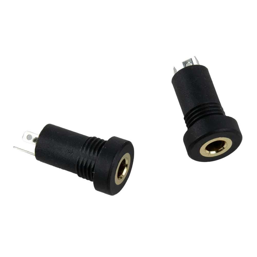 2 Pcs 3.5mm Audio High Quality Jacks Aux Socket Stereo 3 Pole Stereo Solder Panel Mount Connector Adapter Black
