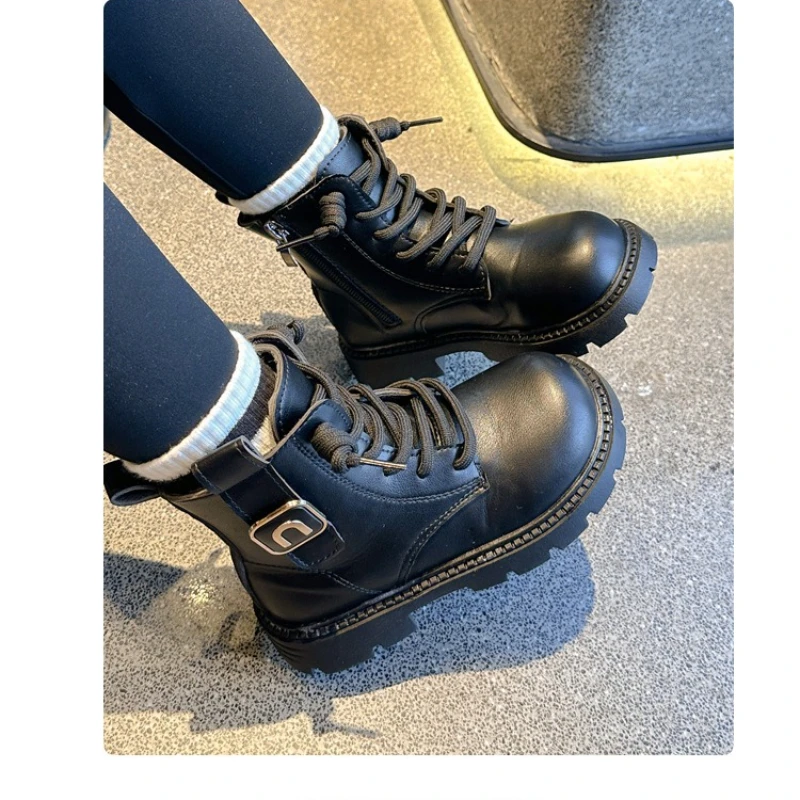 신발 어린이용 스타일리시한 PU 가죽 부츠 소년용 하이탑 스니커즈 미끄럼 방..