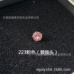 High - Quality Titanium Alloy Ear Studs with Diamond Detailing - A titanium alloy internal spiral 0.9 teeth (single (223 pink 5.4mm diamond)