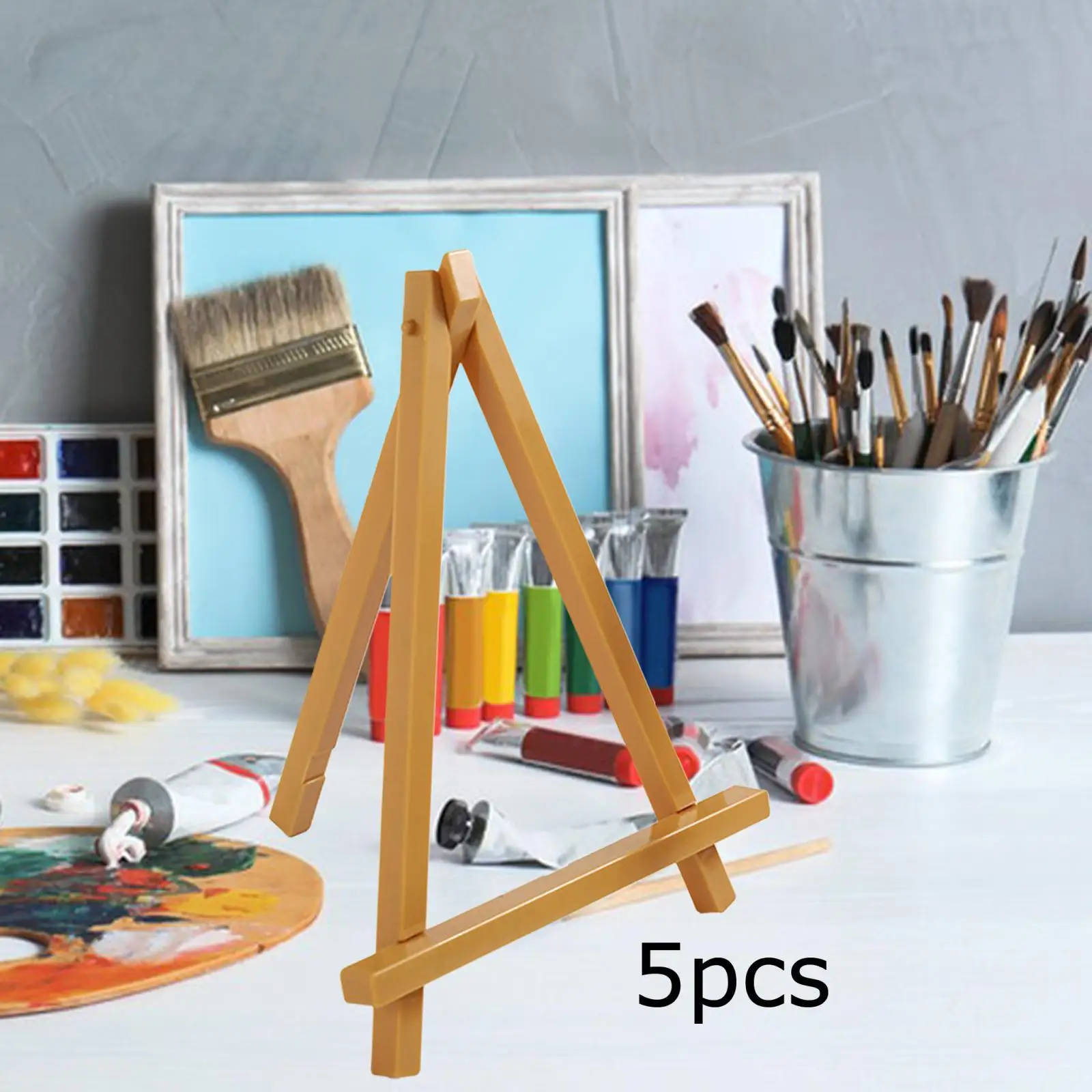 5Pcs Wood Mini Easel Tabletop Easel Stand Picture Telescoping Tripod Painting Art Home Displaying Art Collapsible