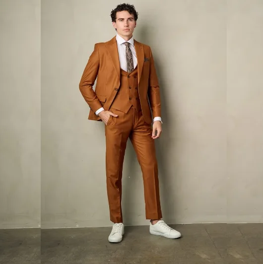 Luxury Men's Suits Blazer Solid Color 3 Piece Jacket Pants Vest Single Breasted Peaked Lapel Formal Party Blazer