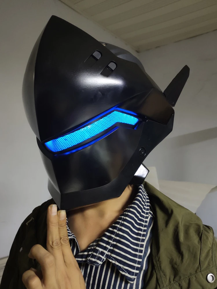 New Games Genji Cosplay FRP Mask Helmets Masque Masquerade Party Props Eye Light - AliExpress